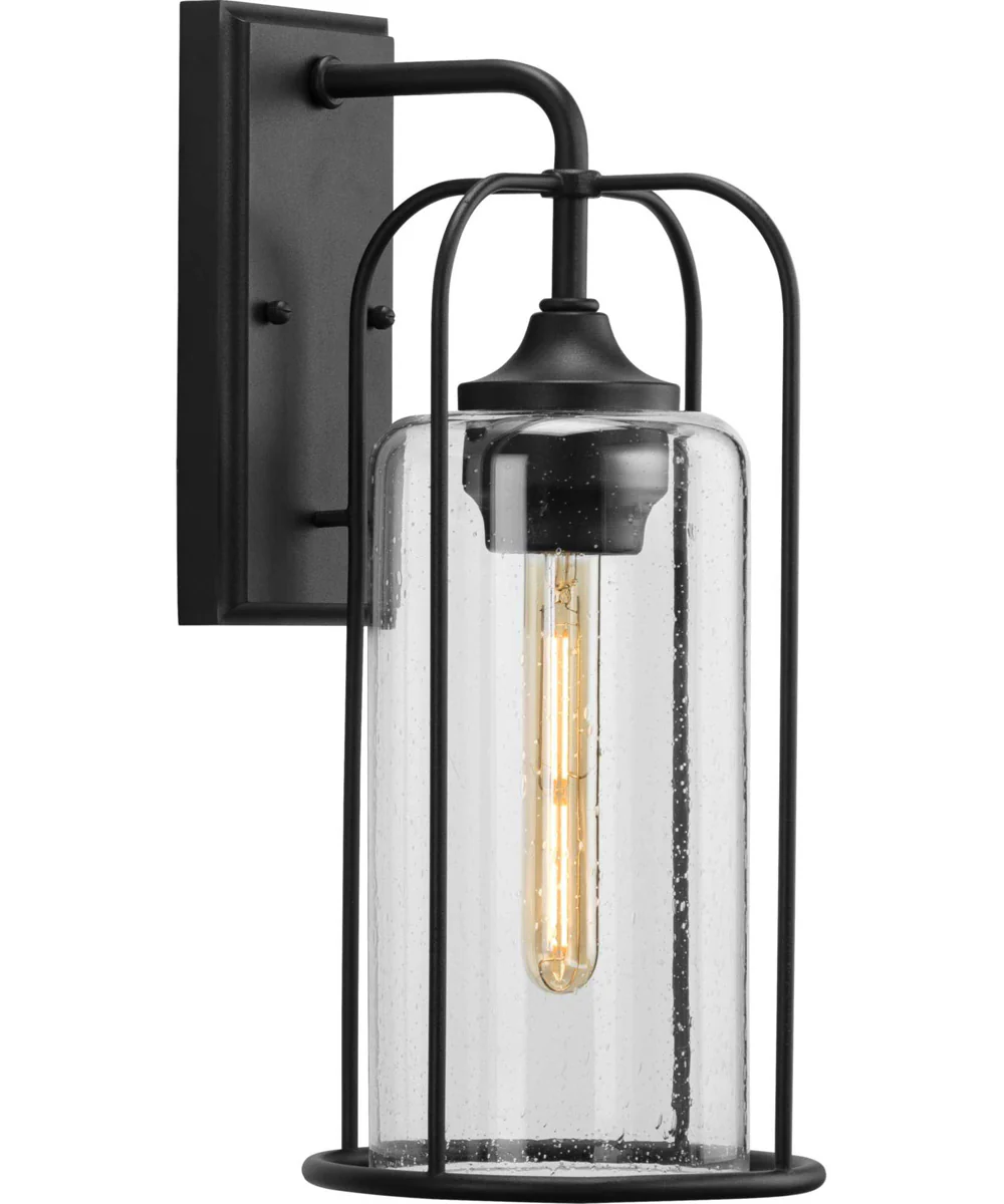 Watch Hill 1-Light Clear Seeded Glass Farmhouse Style Medium Outdoor Wall Lantern Textured Black
