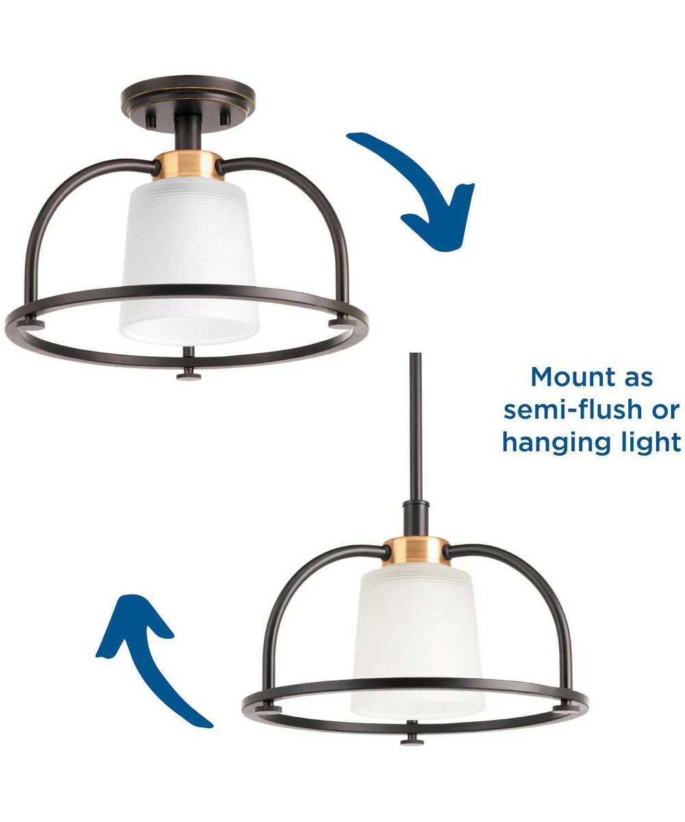 West Village 13-1/2" 1-Light Semi-Flush Convertible Antique Bronze - Image 4