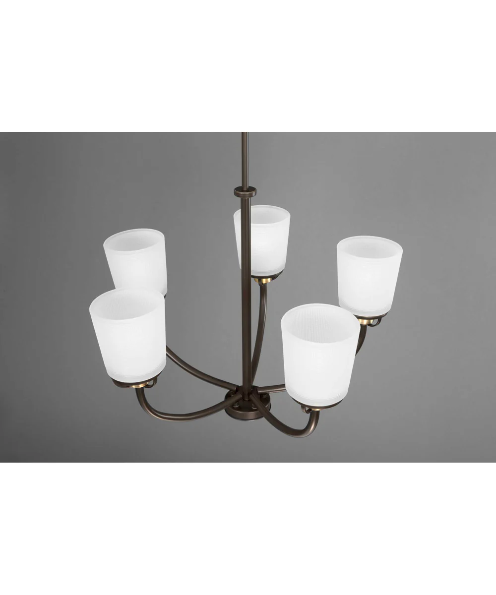 West Village 5-Light Etched Double Prismatic Glass Farmhouse Chandelier Light Antique Bronze - Image 6