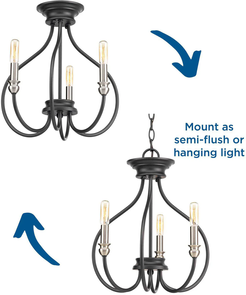 Whisp 3-Light Semi-Flush Convertible Graphite - Image 6