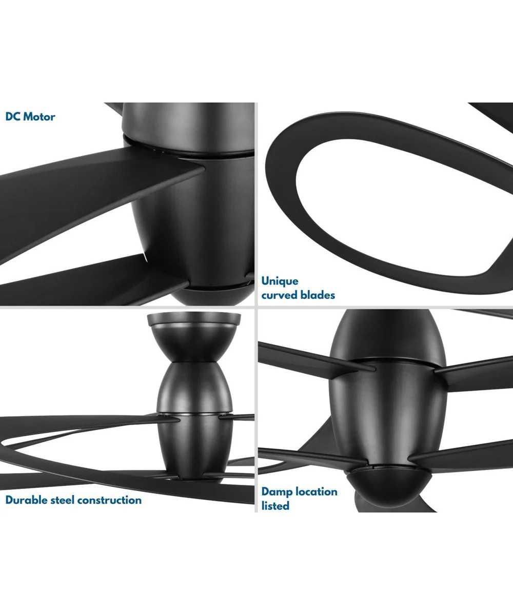 Willacy 3-Blade 48-Inch DC Motor Contemporary Ceiling Fan Black - Image 7