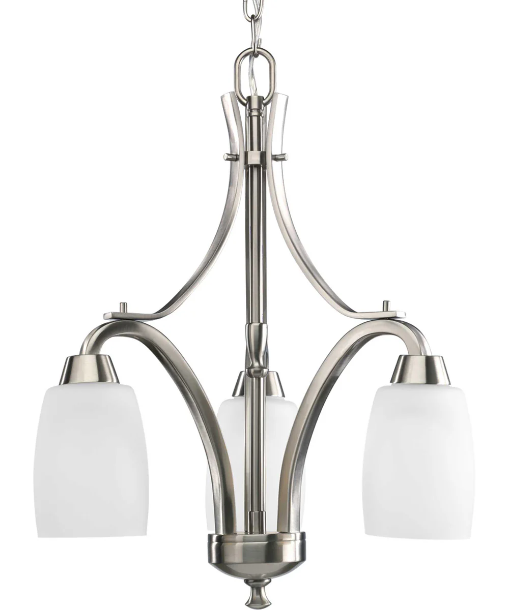 Wisten 3-Light Etched Glass Modern Chandelier Light Brushed Nickel
