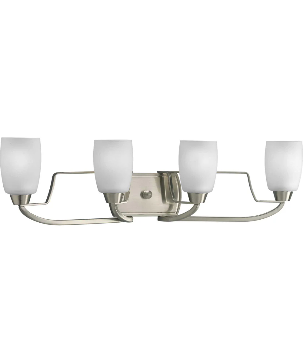 Wisten 4-Light Etched Glass Modern Bath Vanity Light Brushed Nickel