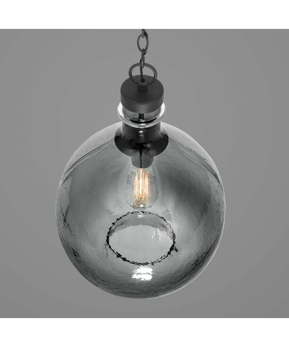 Zin 1-Light Recycled Blue Textured Glass Global Pendant Light Antique Bronze - Image 5