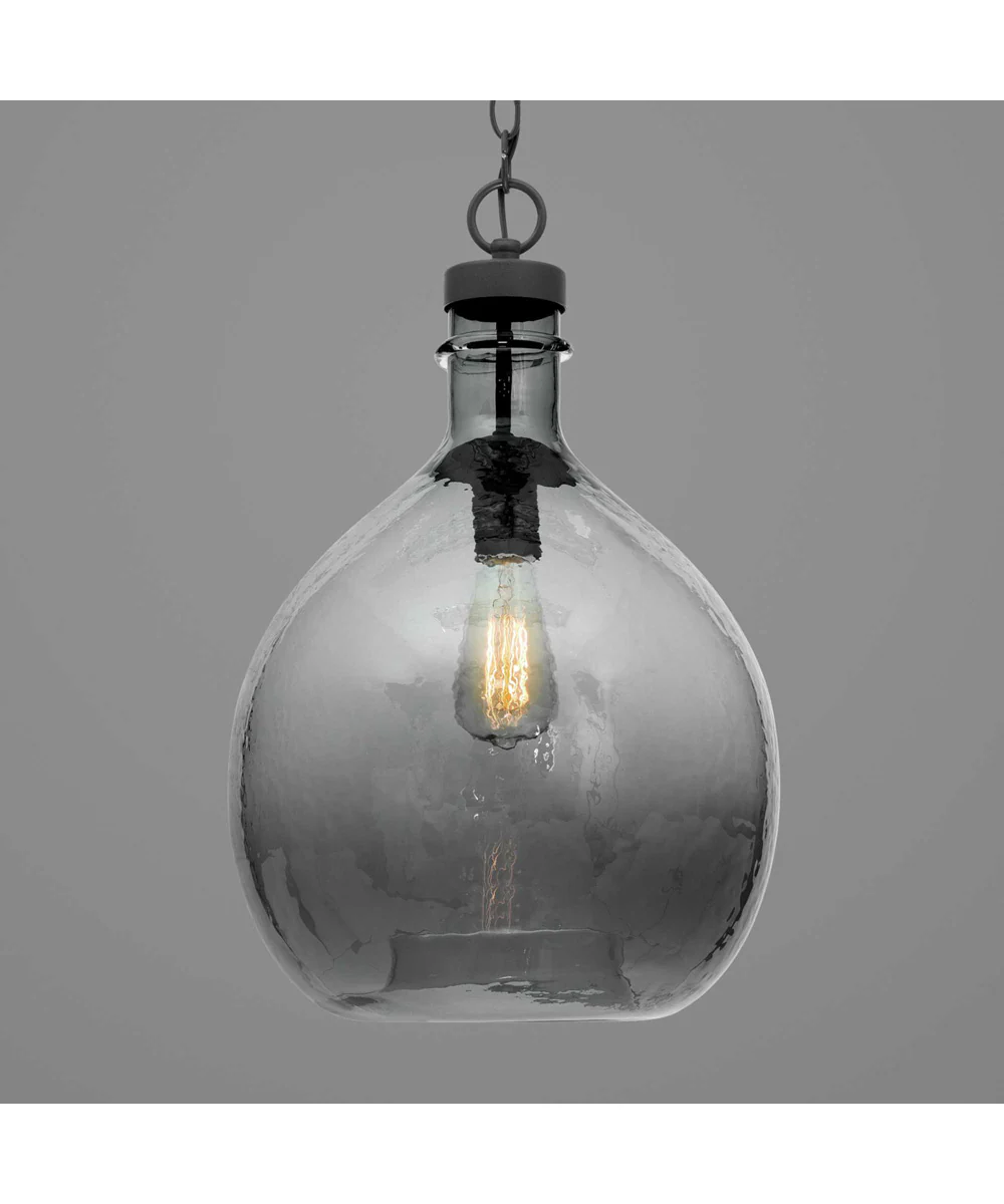 Zin 1-Light Recycled Blue Textured Glass Global Pendant Light Antique Bronze - Image 9