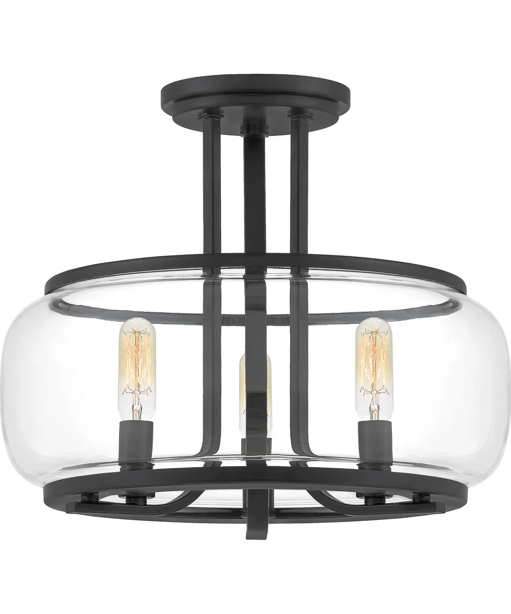 Pruitt Medium 3-light Semi Flush Mount Matte Black - Image 2