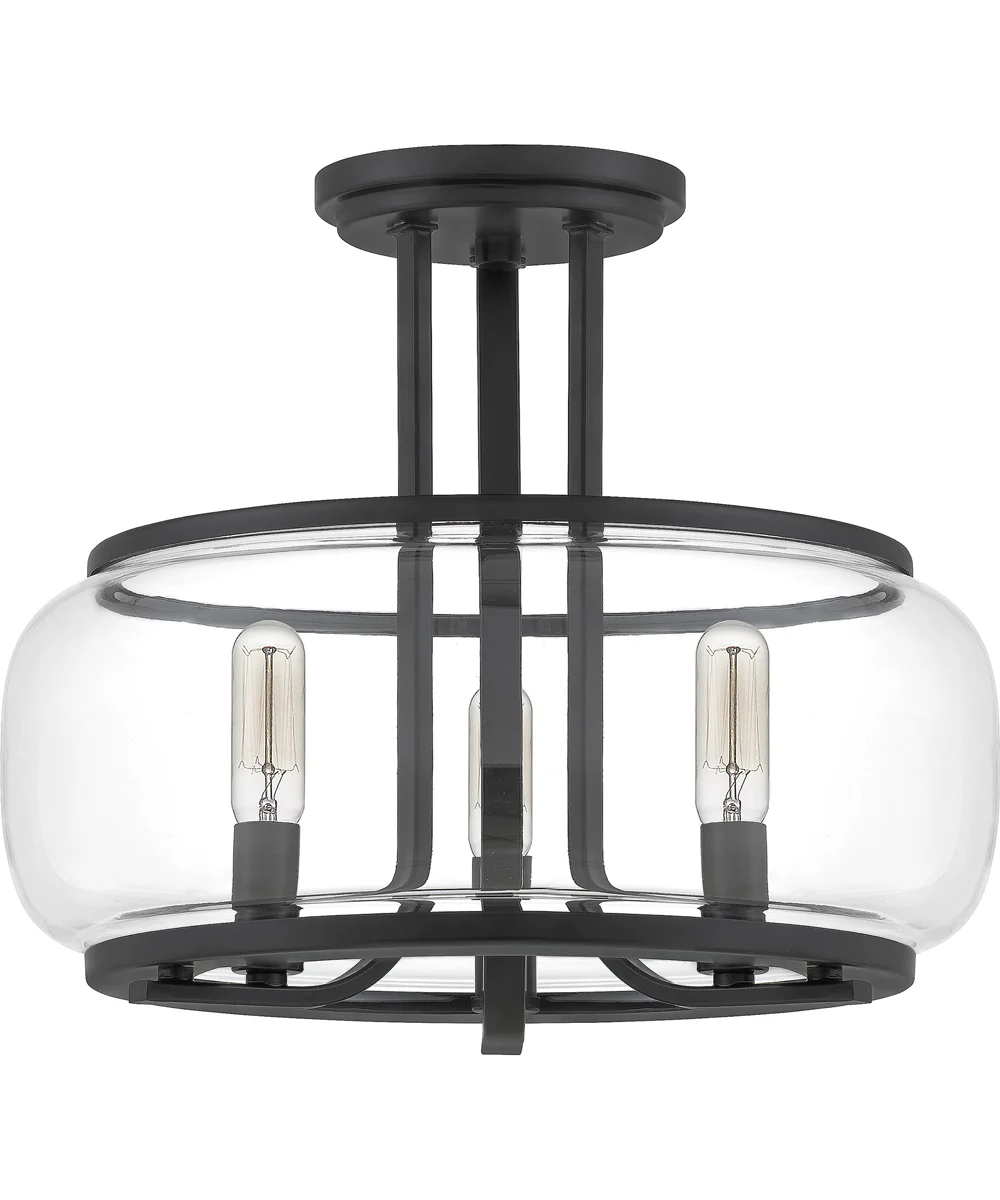 Pruitt Medium 3-light Semi Flush Mount Matte Black - Image 3