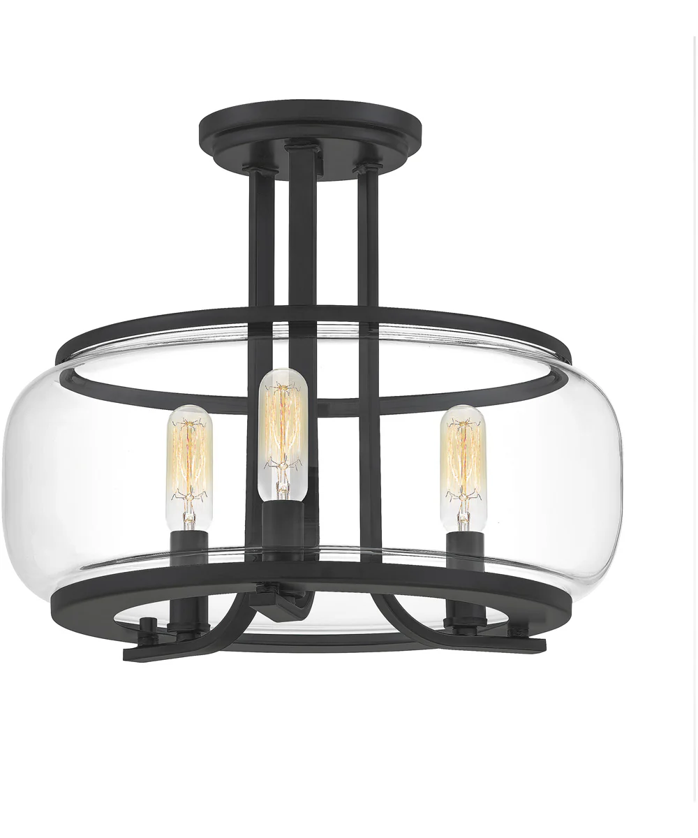 Pruitt Medium 3-light Semi Flush Mount Matte Black - Image 4