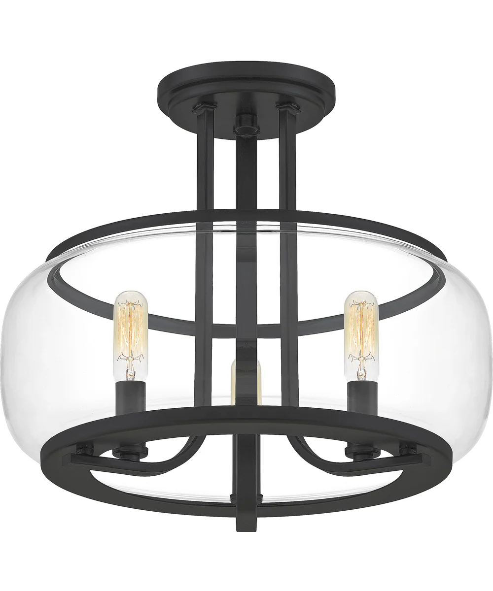 Pruitt Medium 3-light Semi Flush Mount Matte Black - Image 5