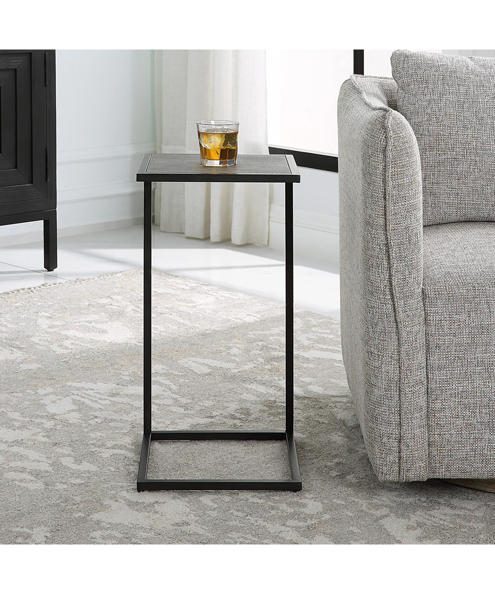 Pull-up-style Table in Antique Black with Gray Shagreen - Image 3