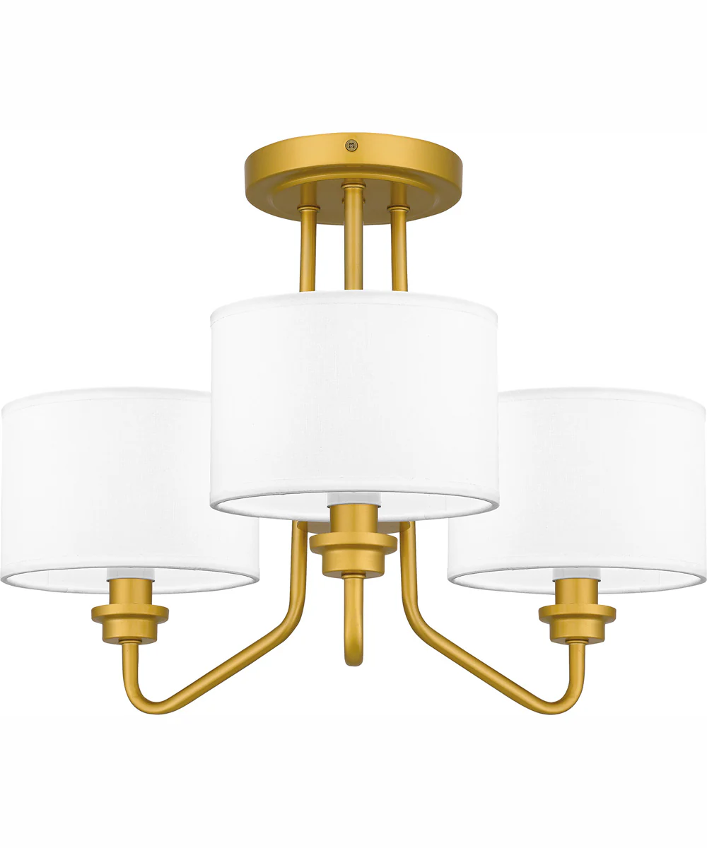 Quoizel Semi-Flush Mount Large 3-light Semi Flush Mount Painted Brass