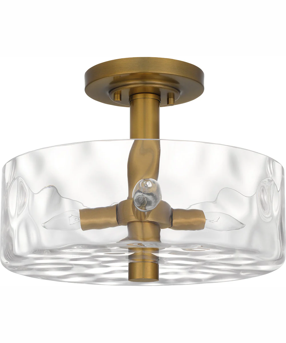 Quoizel Semi-Flush Mount Medium 3-light Semi Flush Mount Aged Brass - Image 3