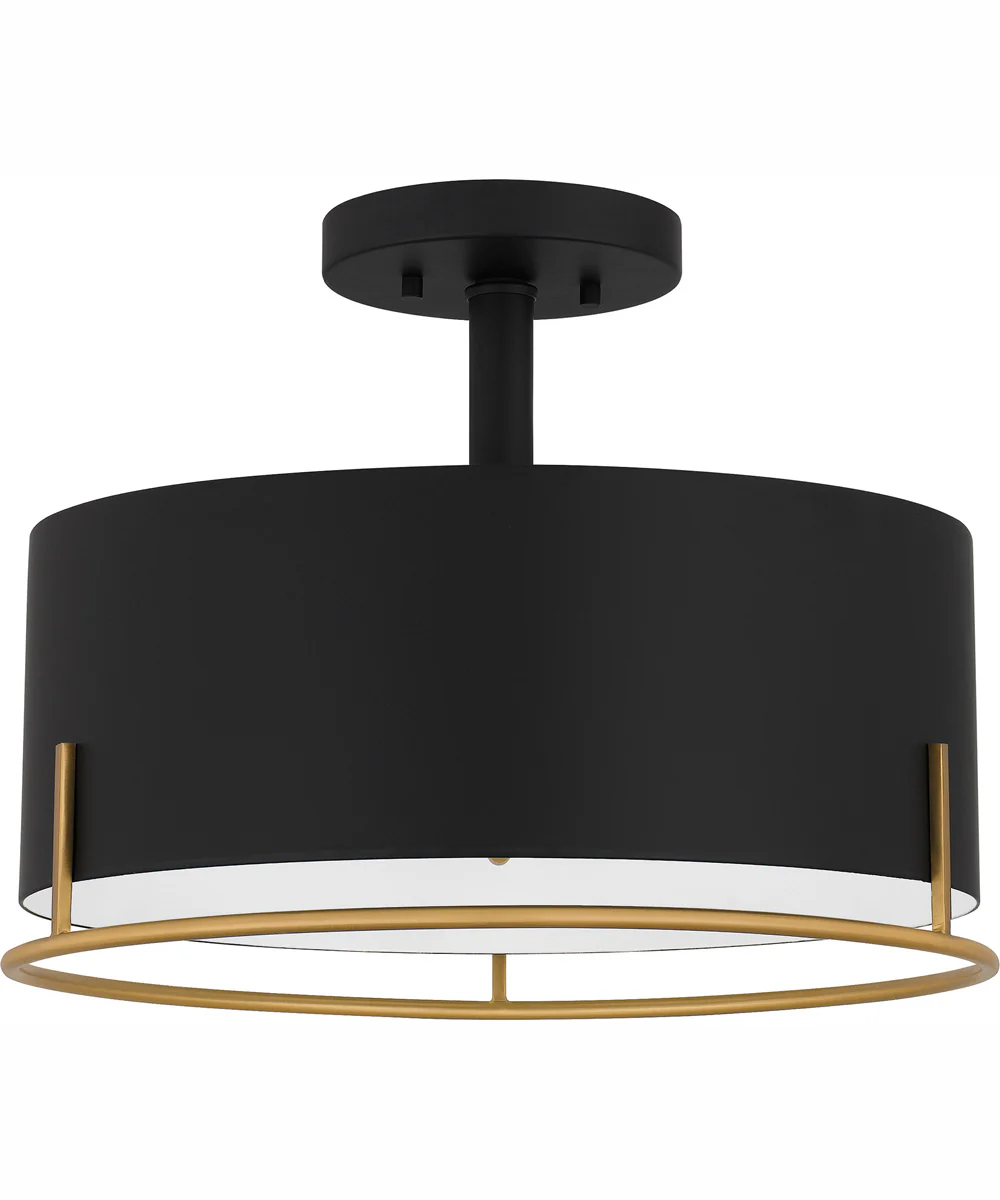 Quoizel Semi-Flush Mount Medium 3-light Semi Flush Mount Matte Black - Image 3