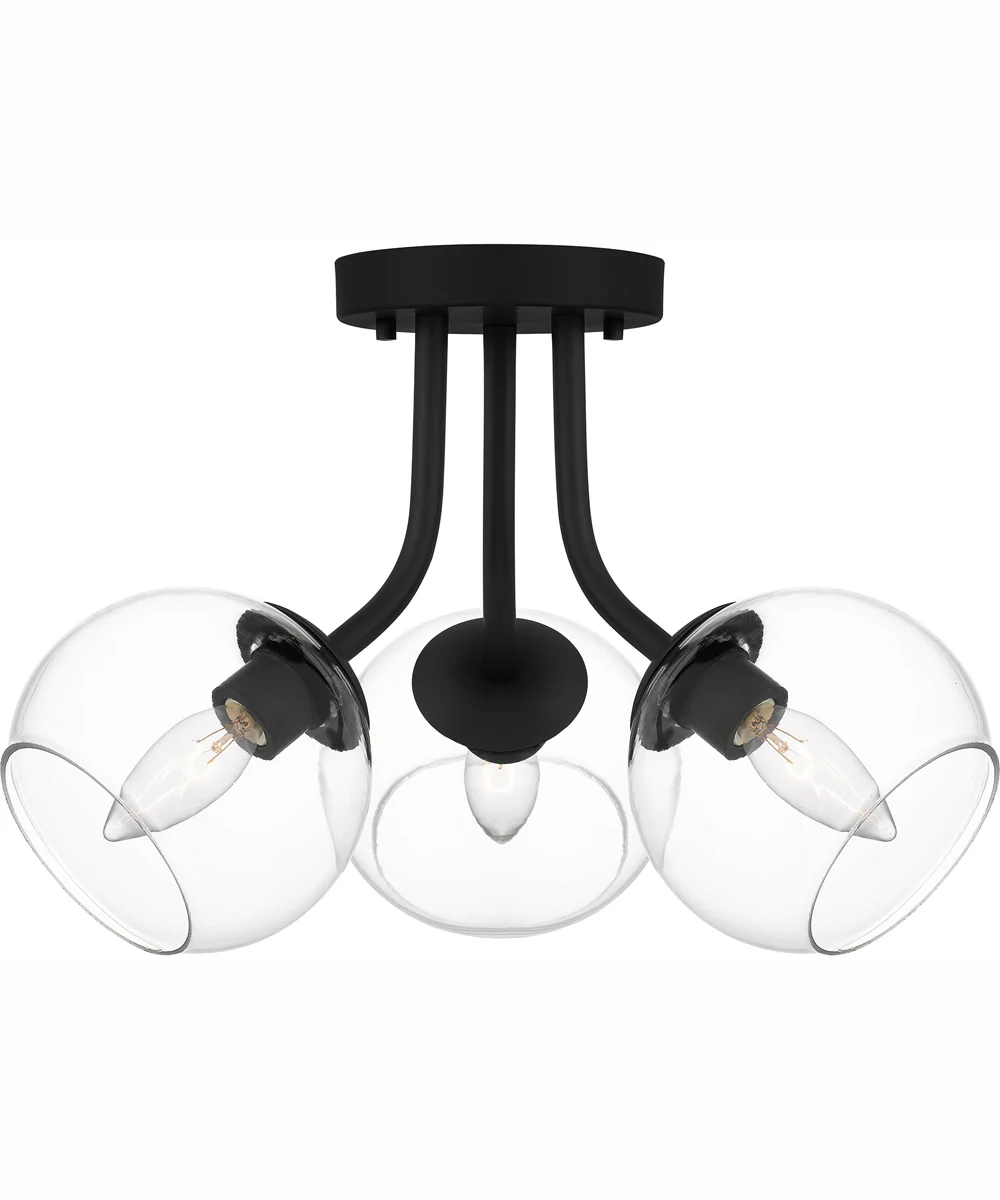 Quoizel Semi-Flush Mount Medium 3-light Semi Flush Mount Matte Black