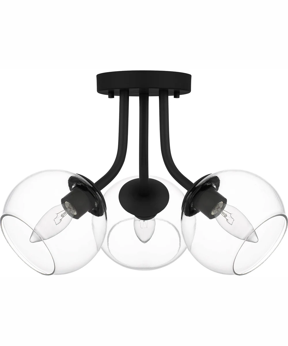 Quoizel Semi-Flush Mount Medium 3-light Semi Flush Mount Matte Black - Image 3