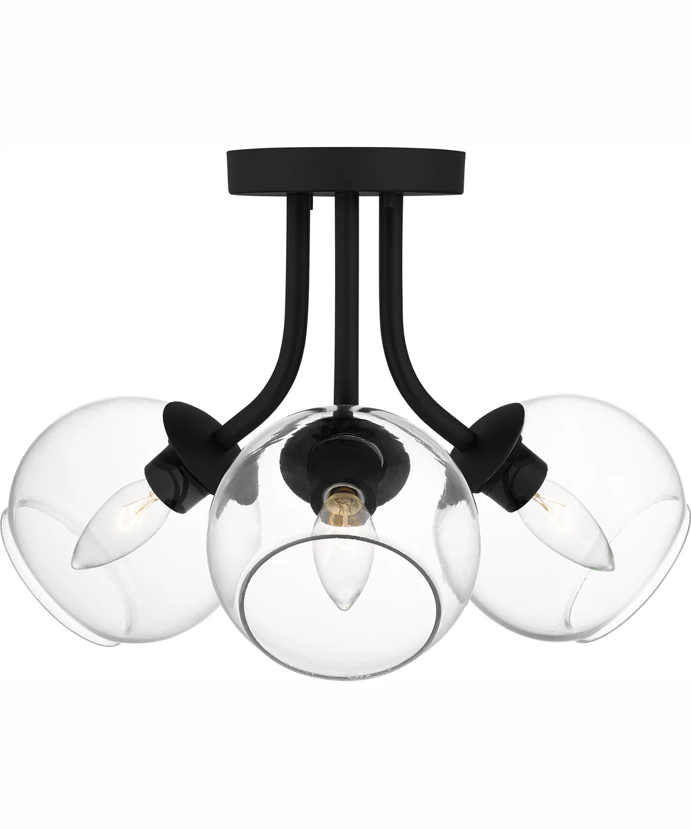 Quoizel Semi-Flush Mount Medium 3-light Semi Flush Mount Matte Black - Image 4