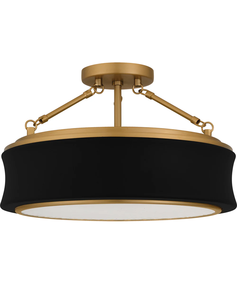 Quoizel Semi-Flush Mount Medium 3-light Semi Flush Mount Matte Black - Image 2
