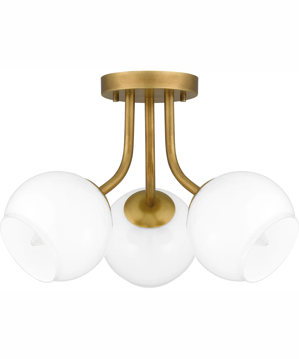 Quoizel Semi-Flush Mount Medium 3-light Semi Flush Mount Weathered Brass - Image 3