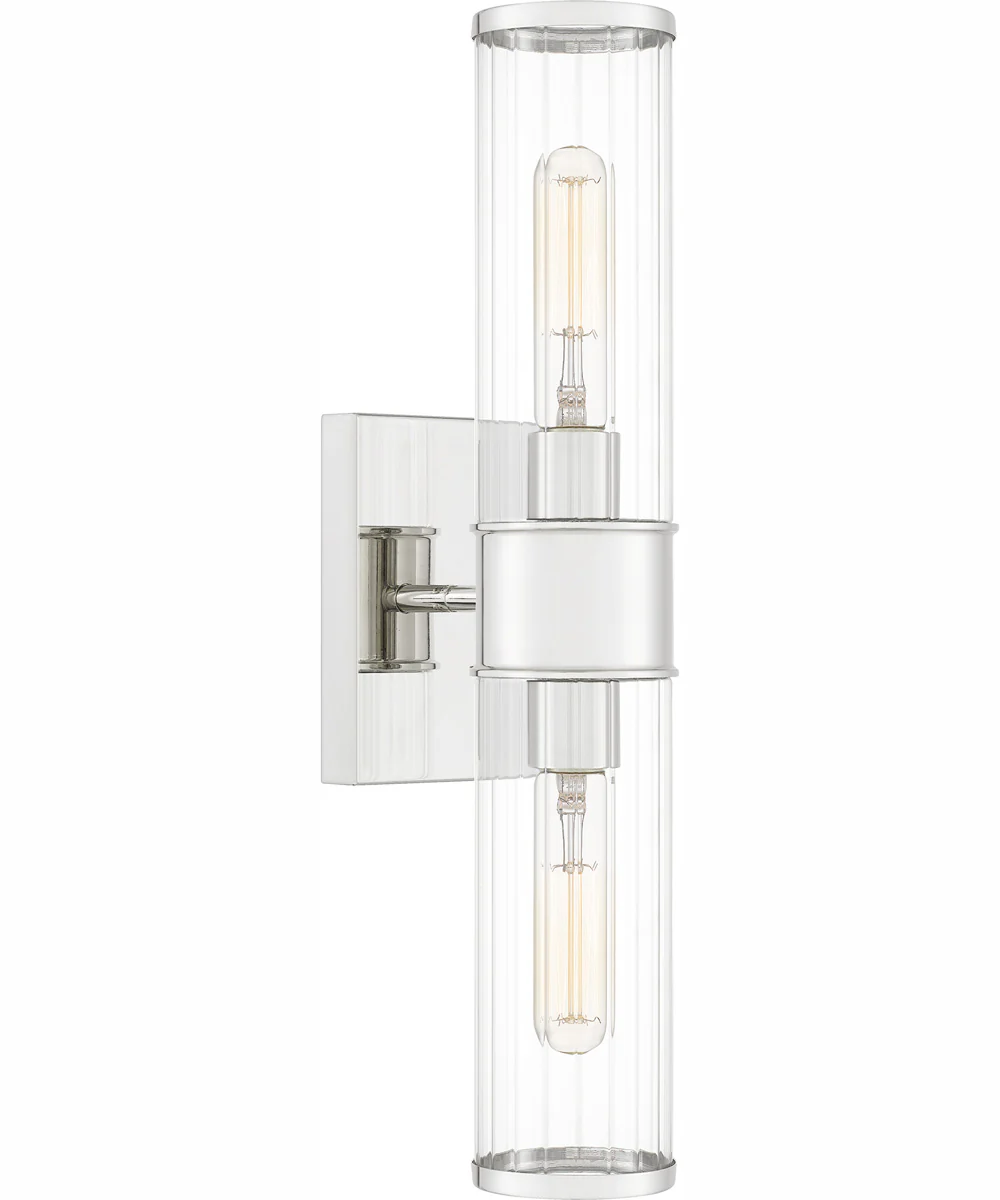 Quoizel Wood Small 2-light Wall Sconce Polished Nickel - Image 4