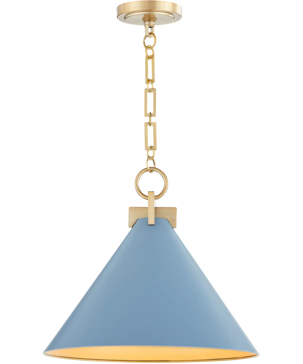 1-light Pendant Blue w/ Aged Brass - Image 2