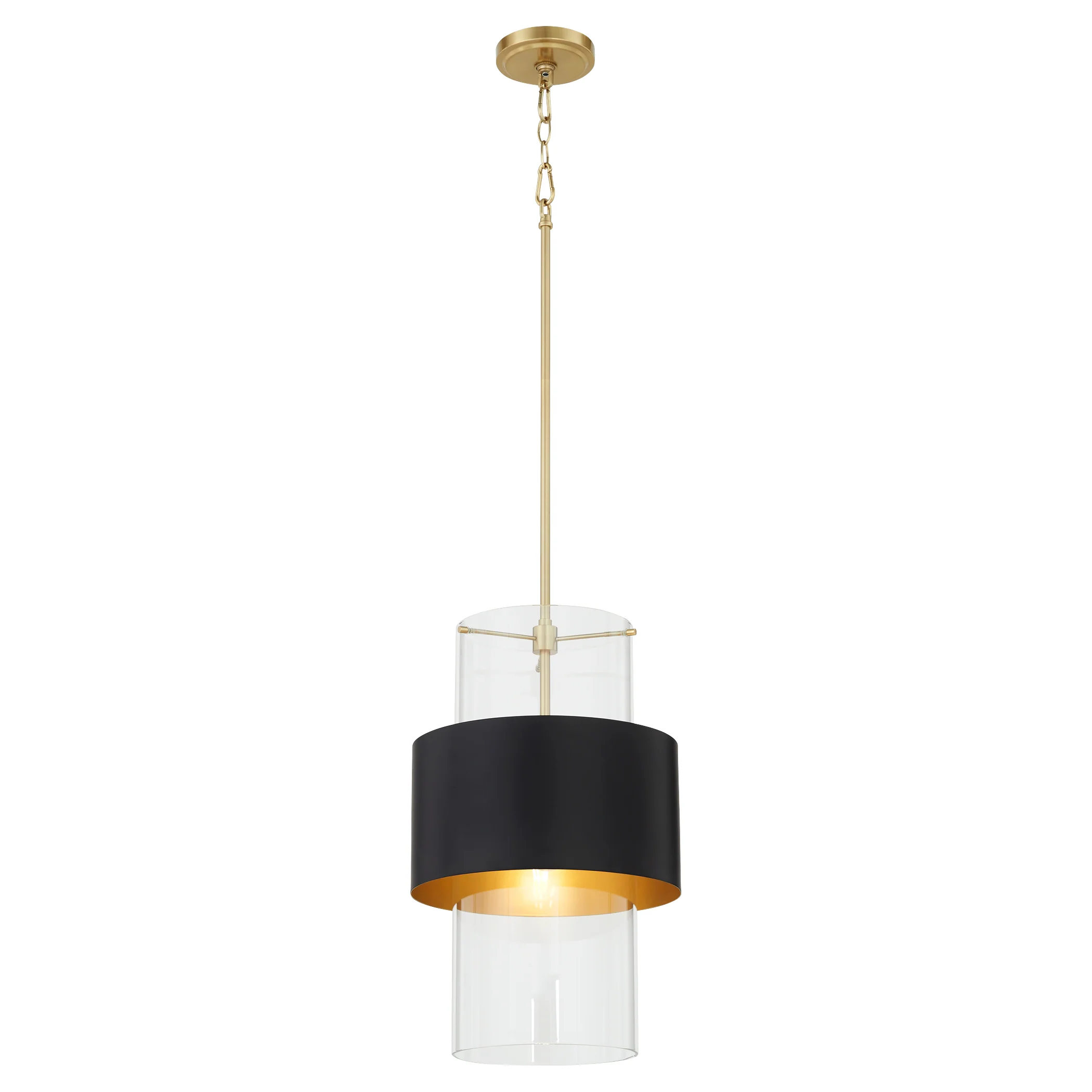 1-light Pendant Matte Black/Aged Brass - Image 2