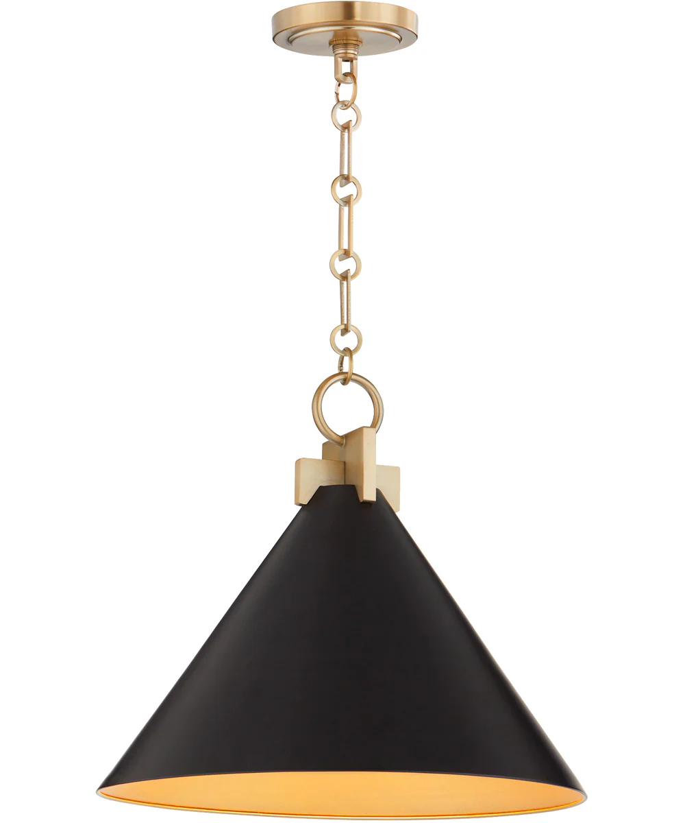 1-light Pendant Matte Black w/ Aged Brass - Image 2