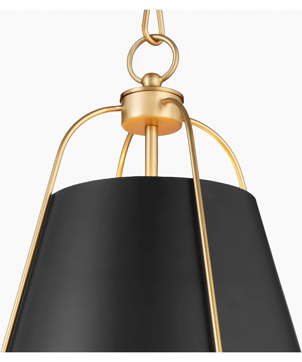 1-light Pendant Matte Black w/ Aged Brass - Image 3