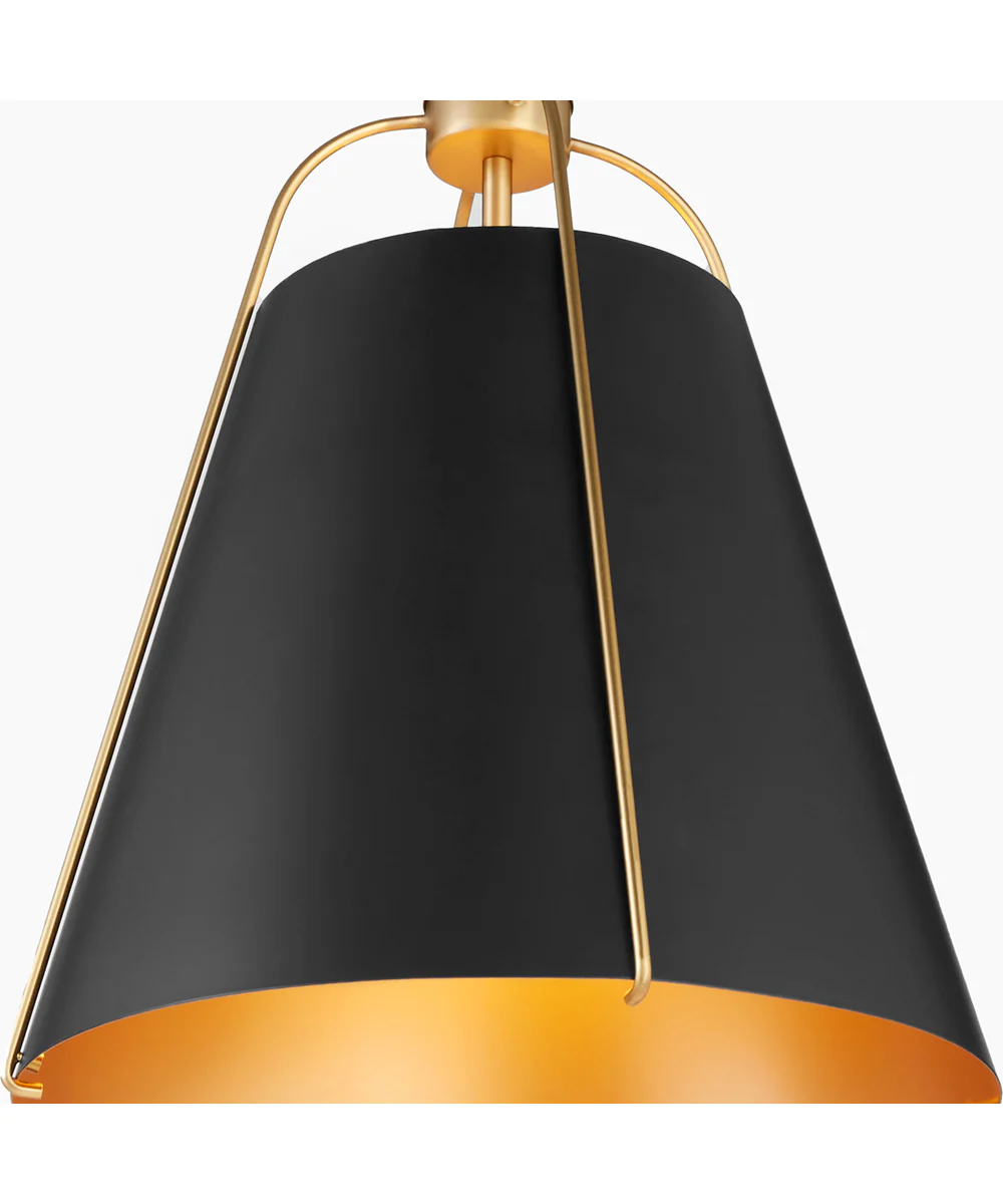 1-light Pendant Matte Black w/ Aged Brass - Image 4