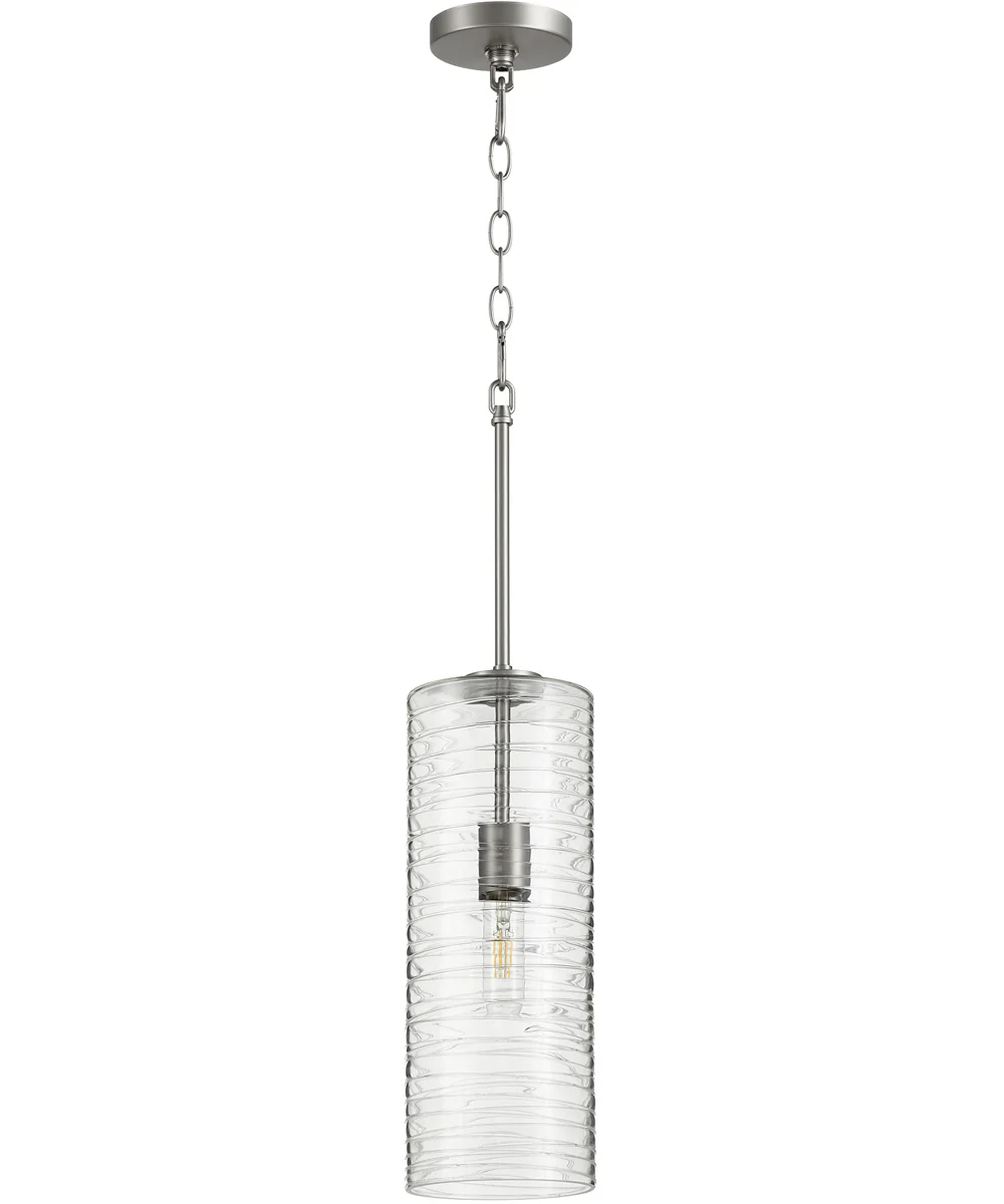 1-light Pendant Satin Nickel w/ Textured Glass