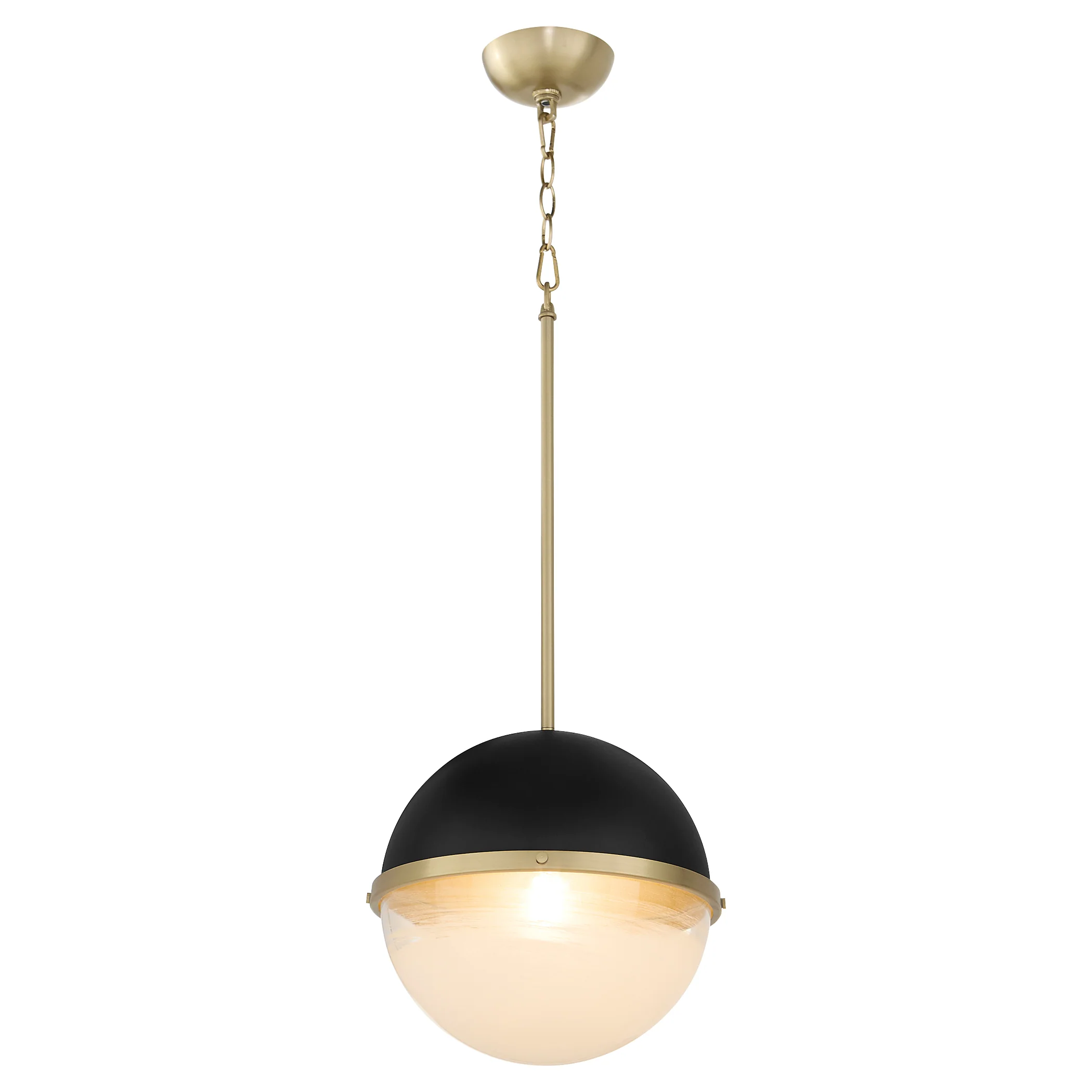 1-light Pendant Textured Black w/ Aged Brass - Image 2