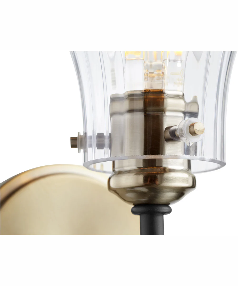 1-light Wall Mount Light Fixture Textured Black w/ Aged Brass - Image 2