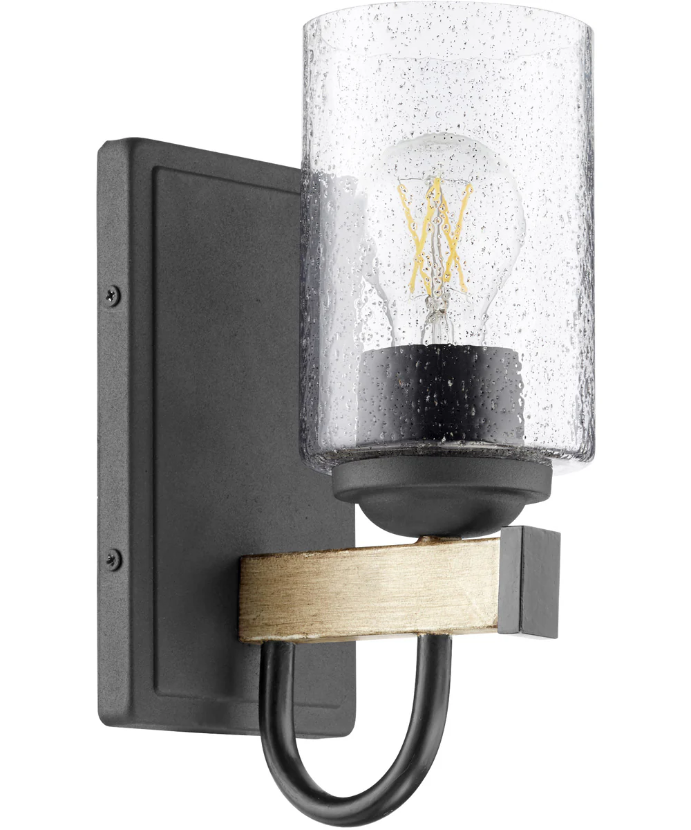 1-light Wall Mount Light Fixture Textured Black w/ Driftwood finish