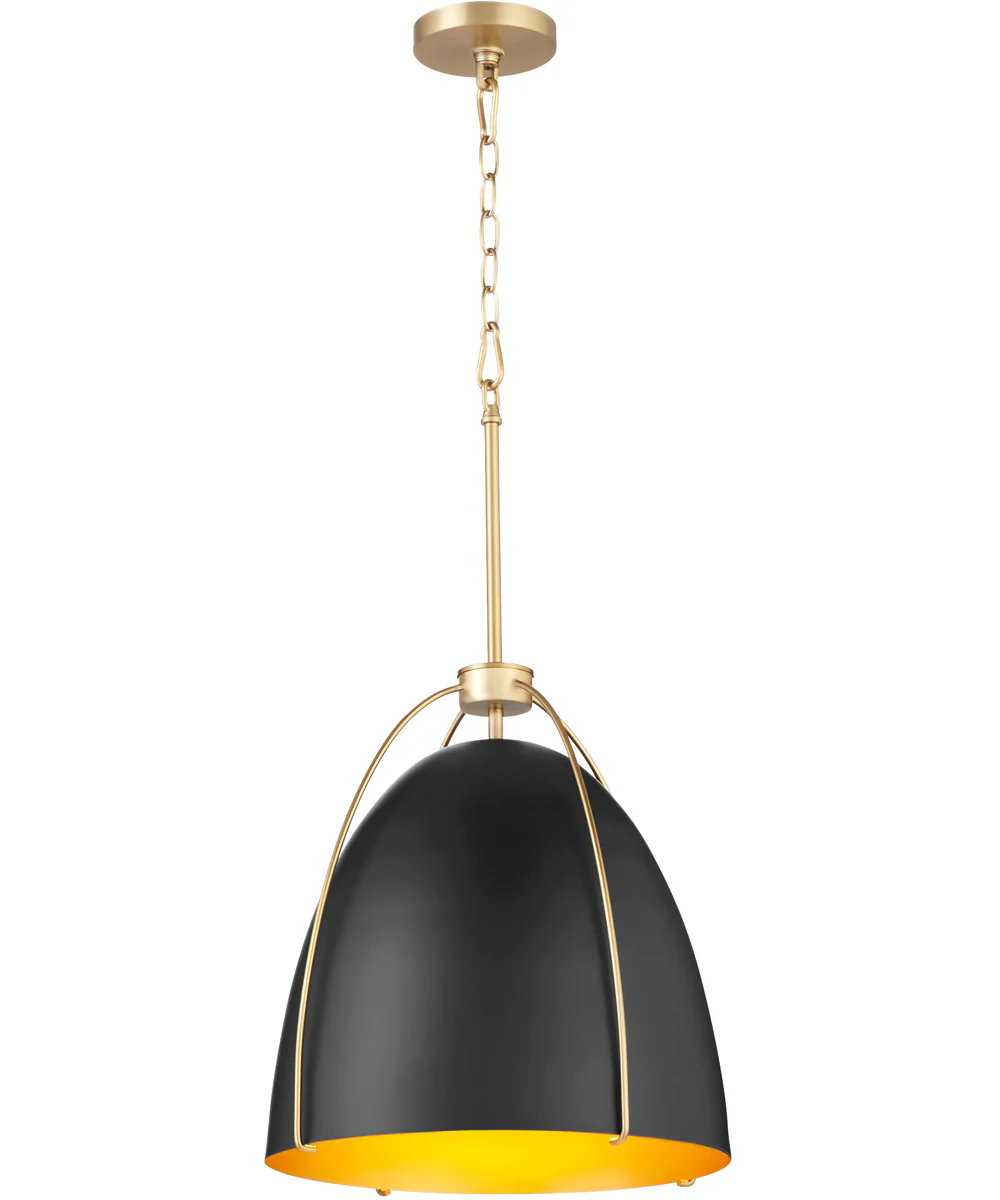 3-light Pendant Matte Black w/ Aged Brass - Image 2