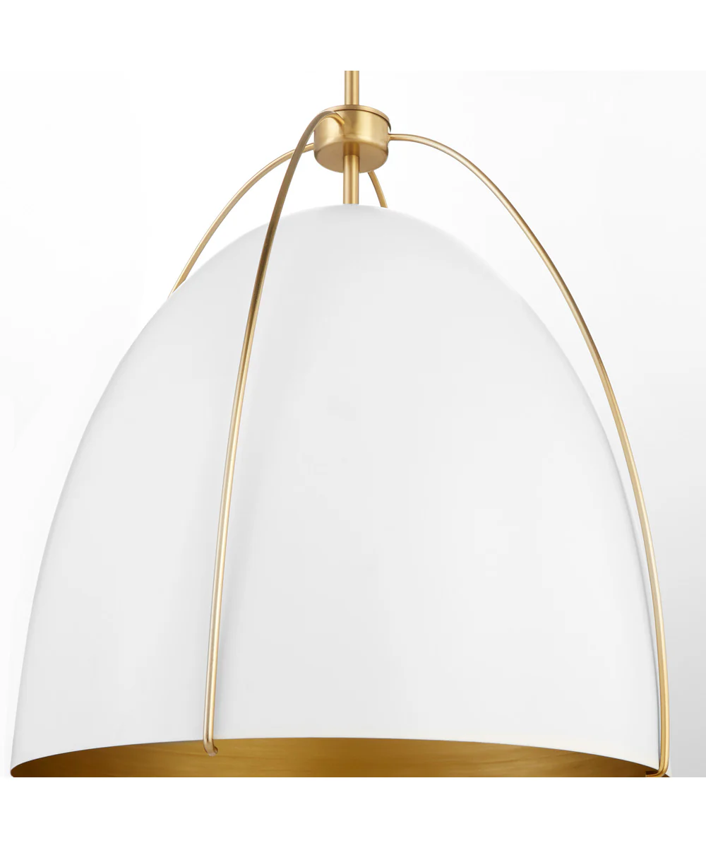3-light Pendant Studio White w/ Aged Brass - Image 4
