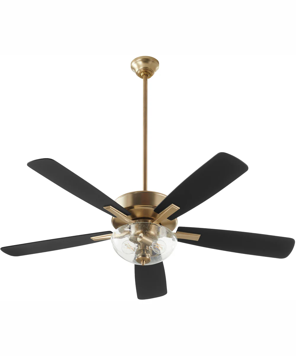 52" Ovation 2-light LED Ceiling Fan Aged Brass