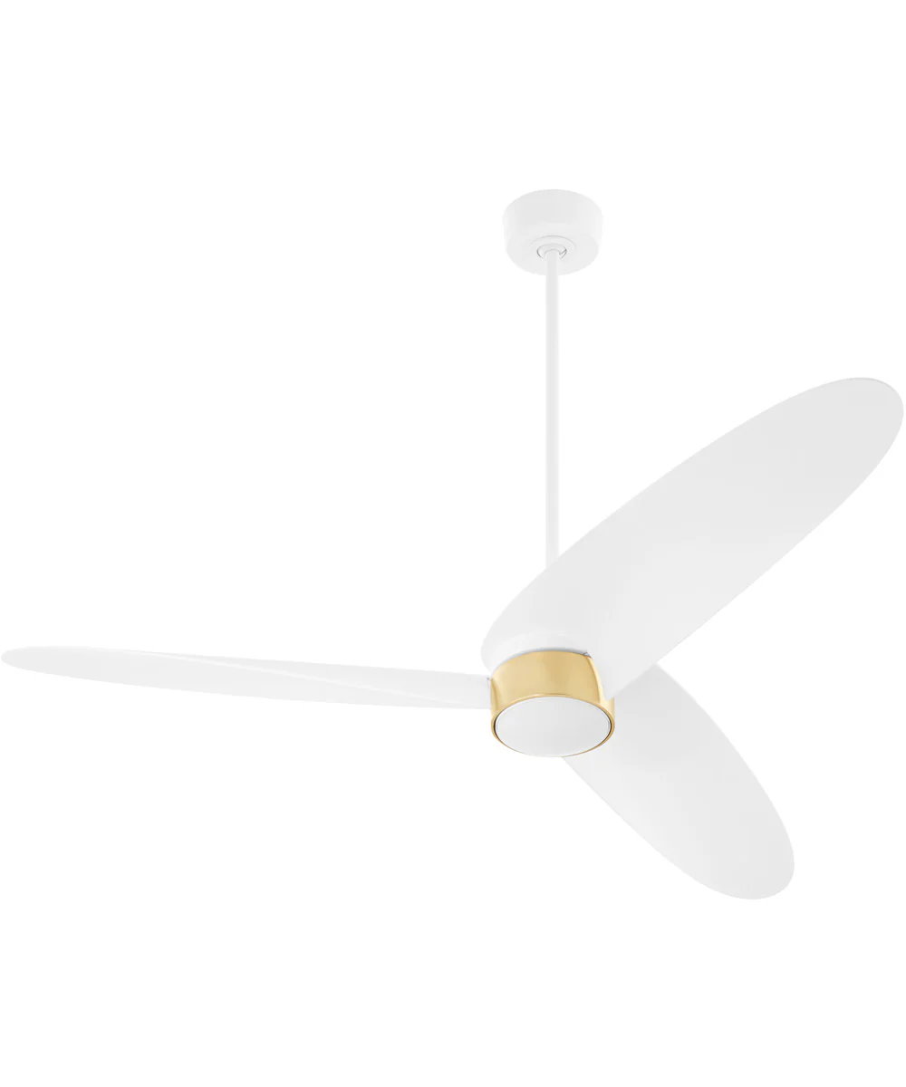 60" Brisa 1-light LED Patio Ceiling Fan Studio White w/ Aged Brass - Image 2