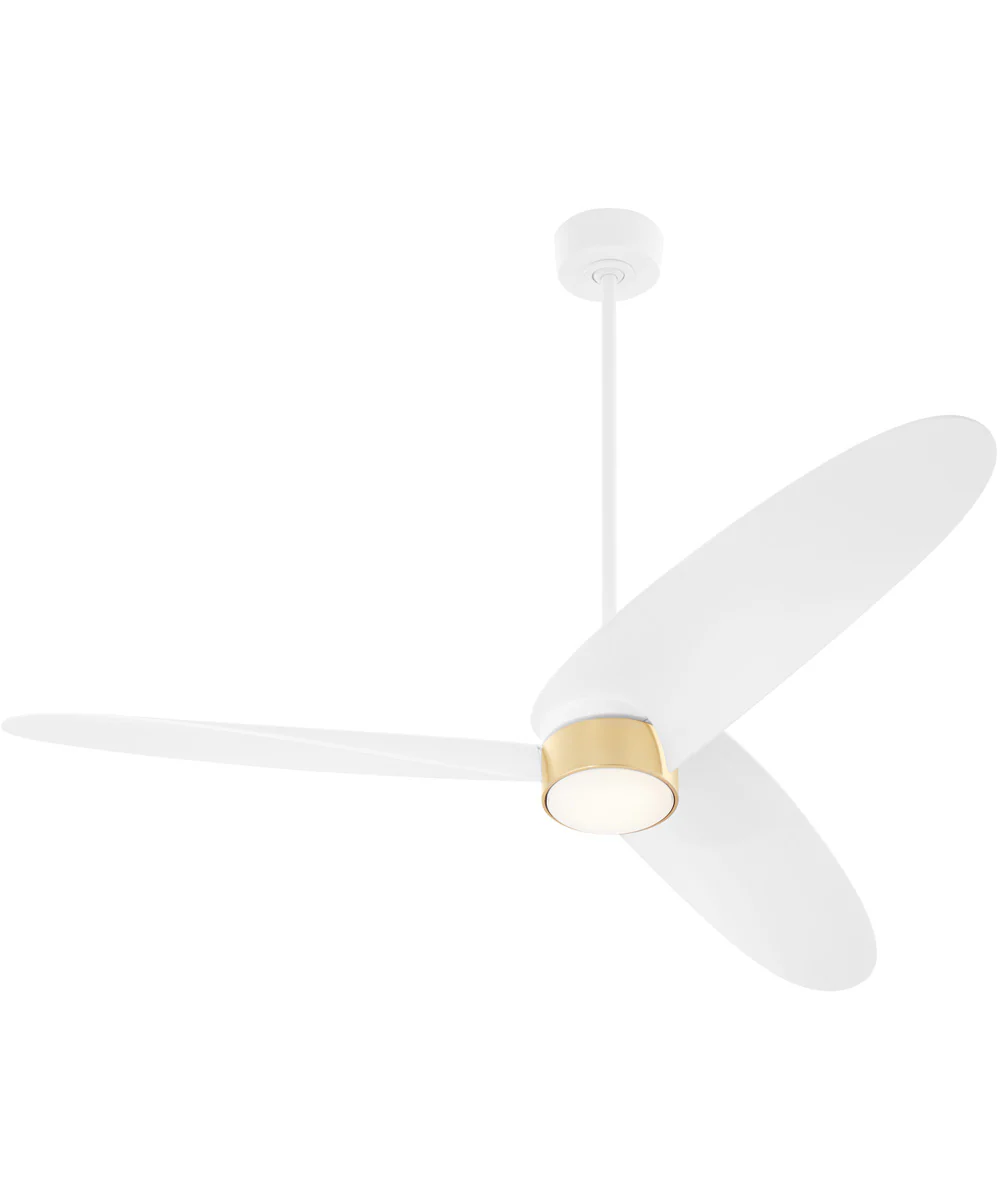 60" Brisa 1-light LED Patio Ceiling Fan Studio White w/ Aged Brass - Image 3