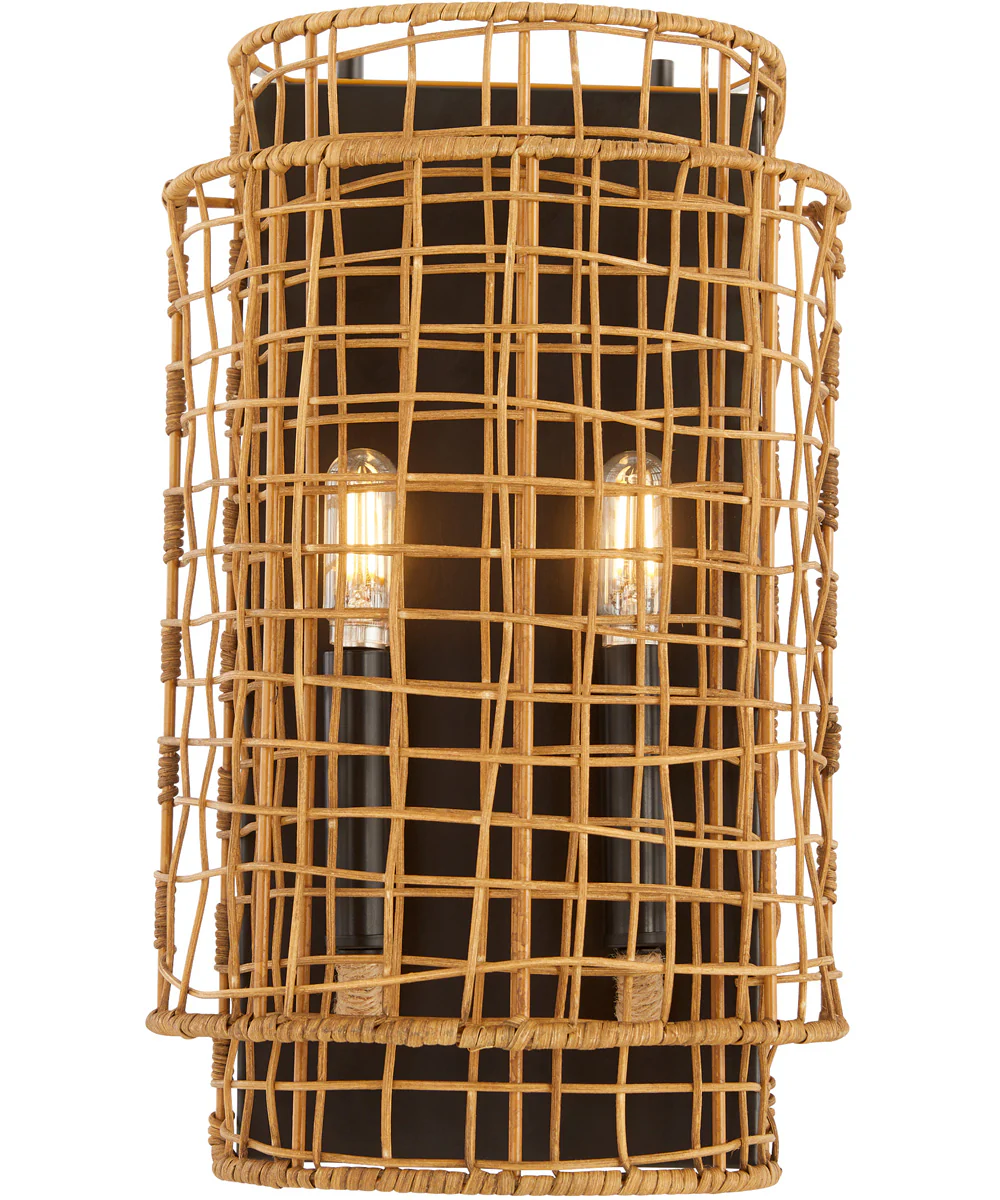 Abaca 2-light Wall Sconce Matte Black - Image 2