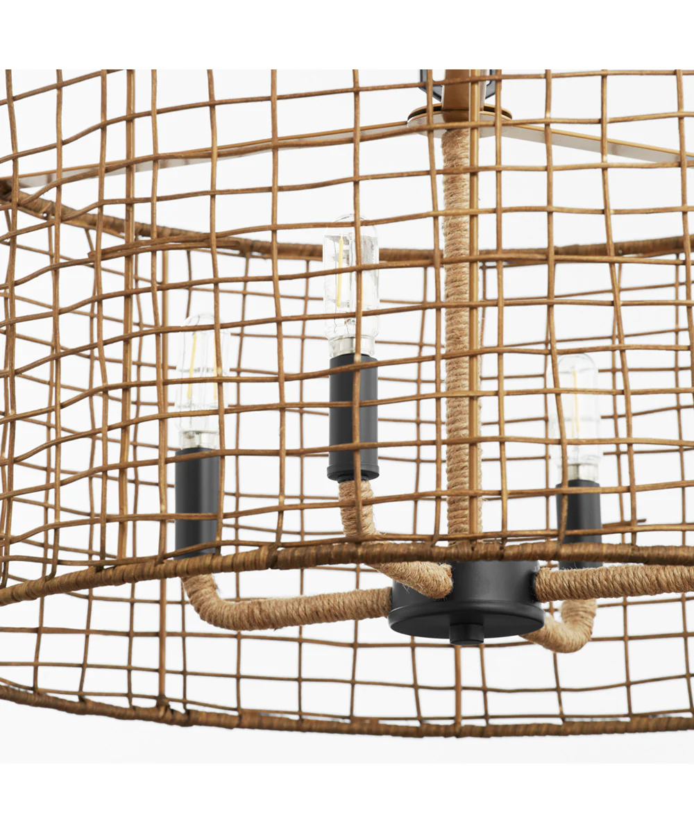 Abaca 4-light Pendant Matte Black - Image 3
