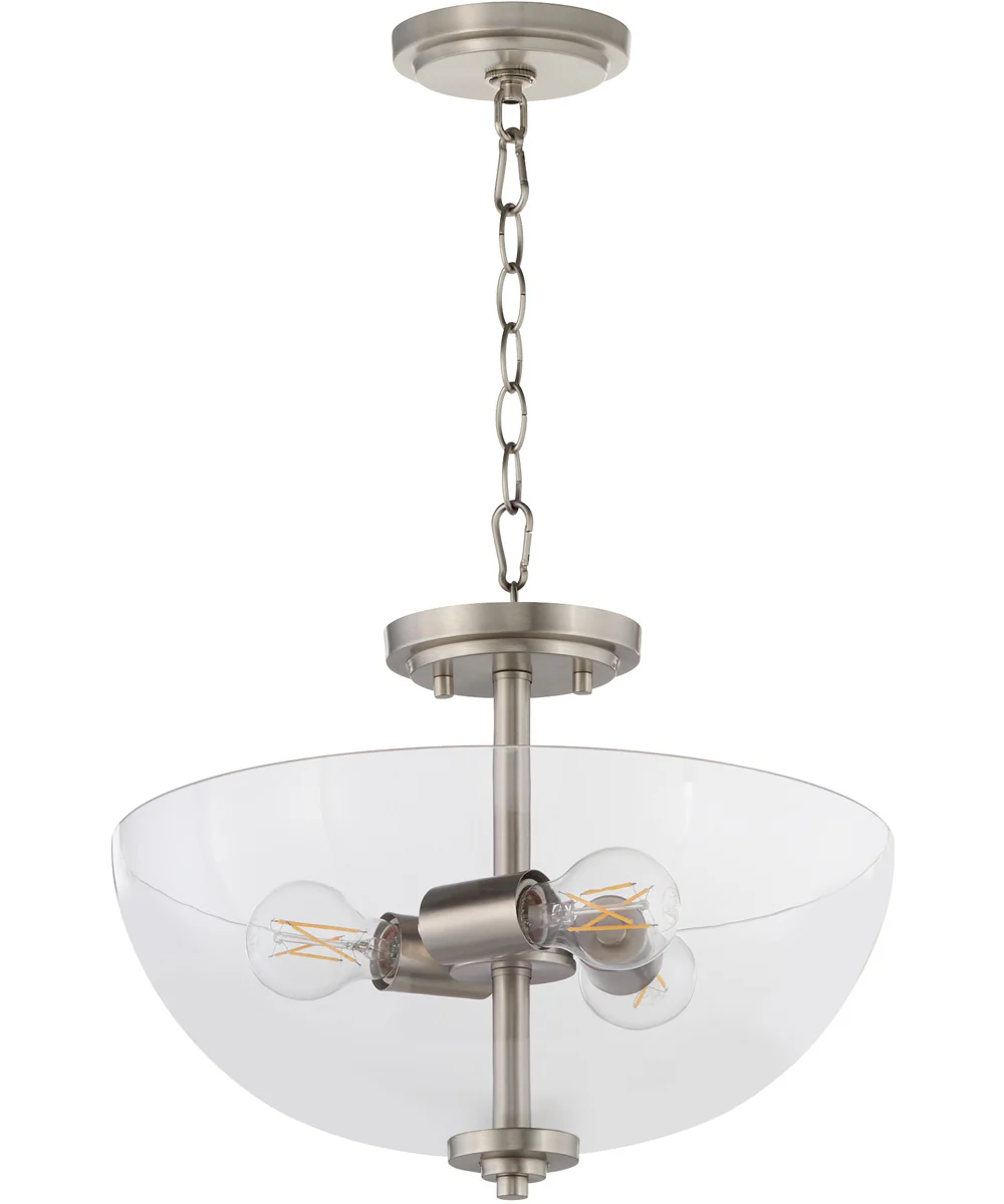 Adams 3-light Dual Mount Light Fixture Satin Nickel