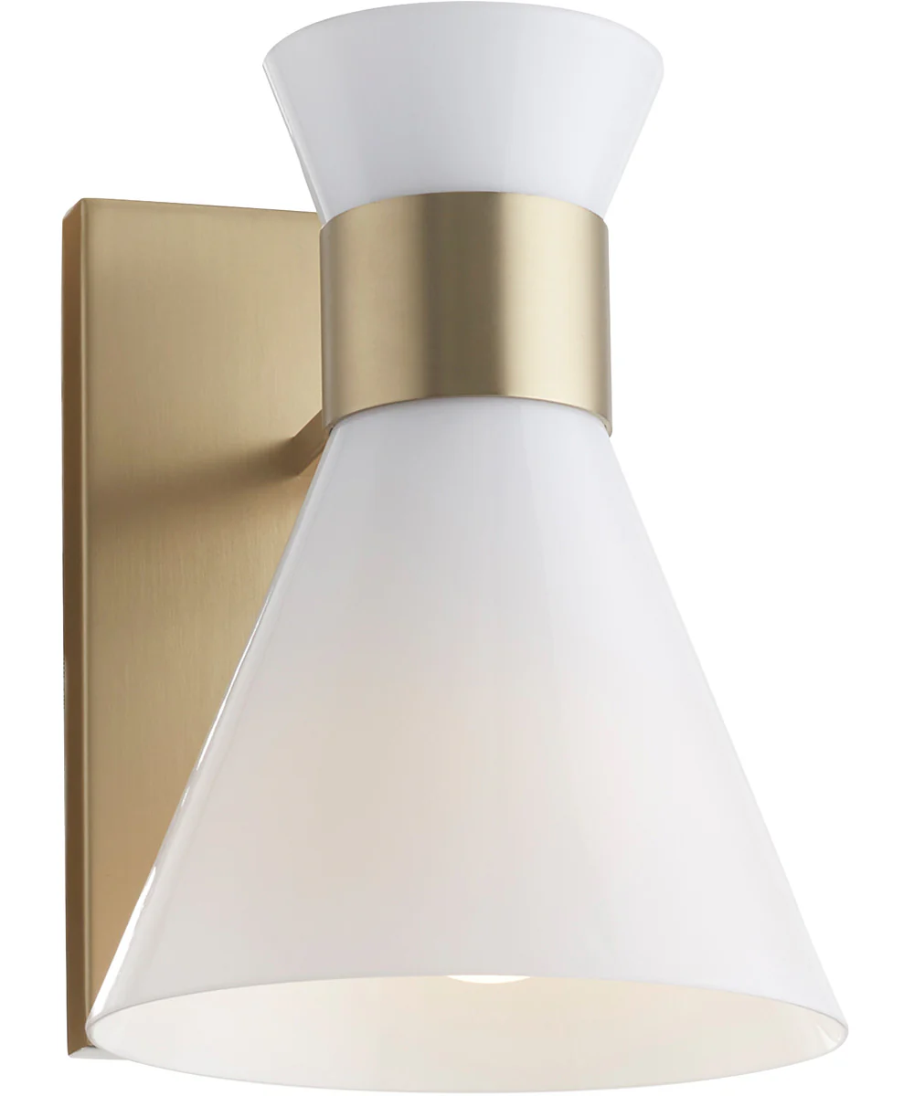 Beldar 1-light Wall Mount Light Fixture Aged Brass w/ Gloss Opal - Image 2