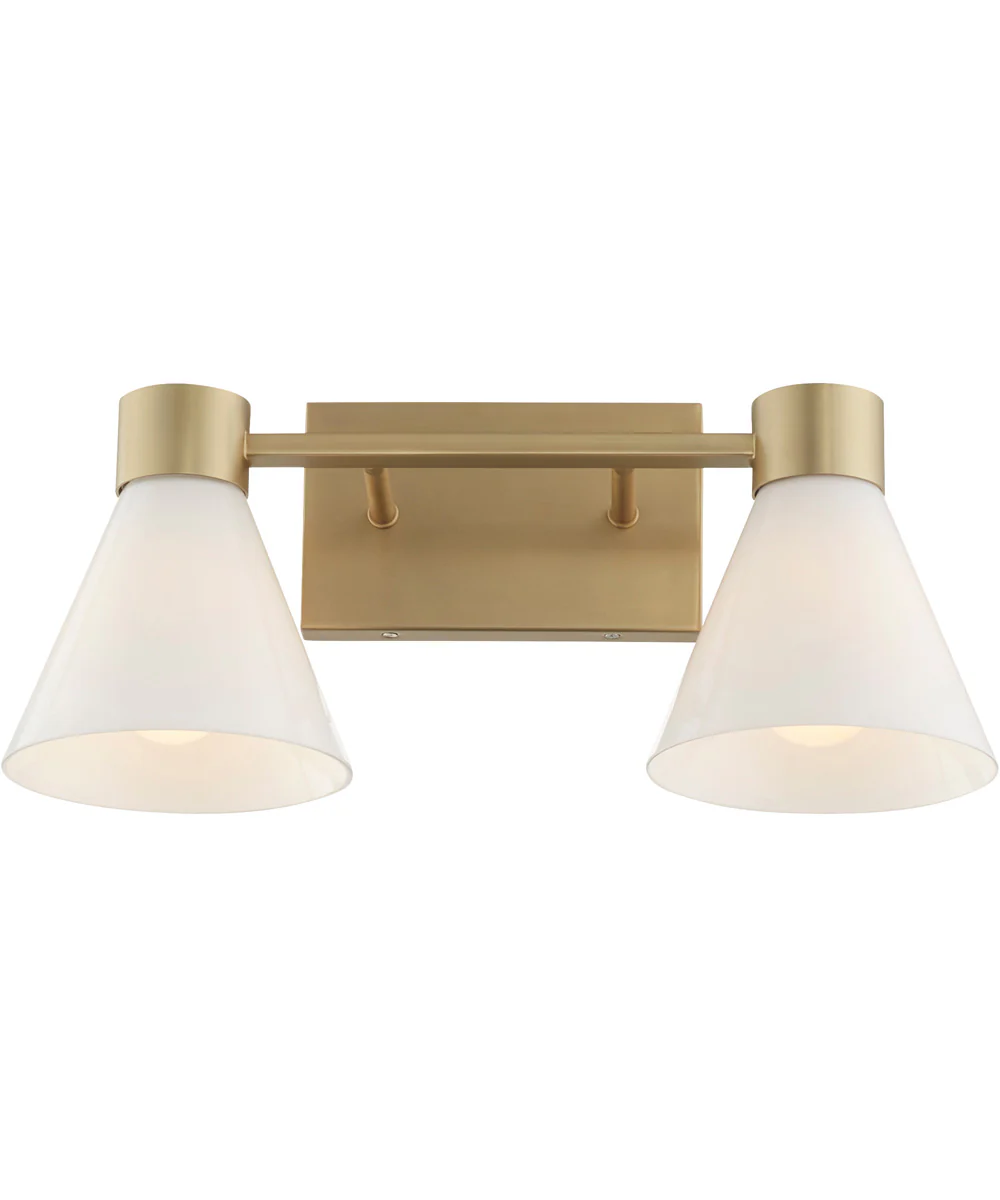 Beldar 2-light Bath Vanity Light Aged Brass w/ Gloss Opal - Image 6