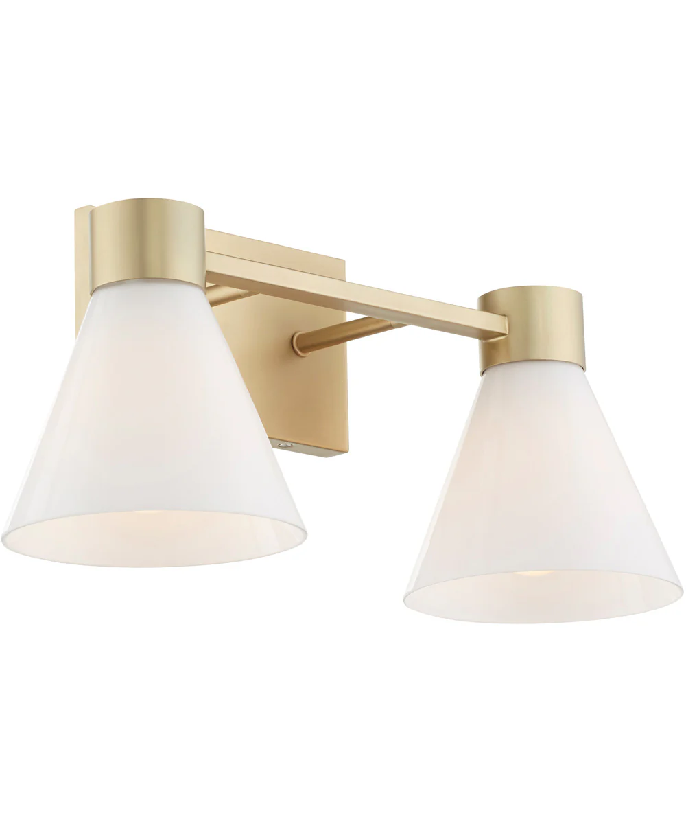Beldar 2-light Bath Vanity Light Aged Brass w/ Gloss Opal - Image 8