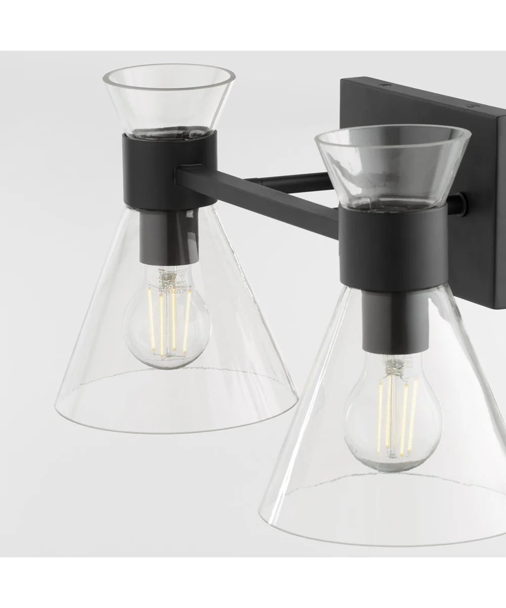 Beldar 2-light Bath Vanity Light Matte Black w/ Clear Glass - Image 3