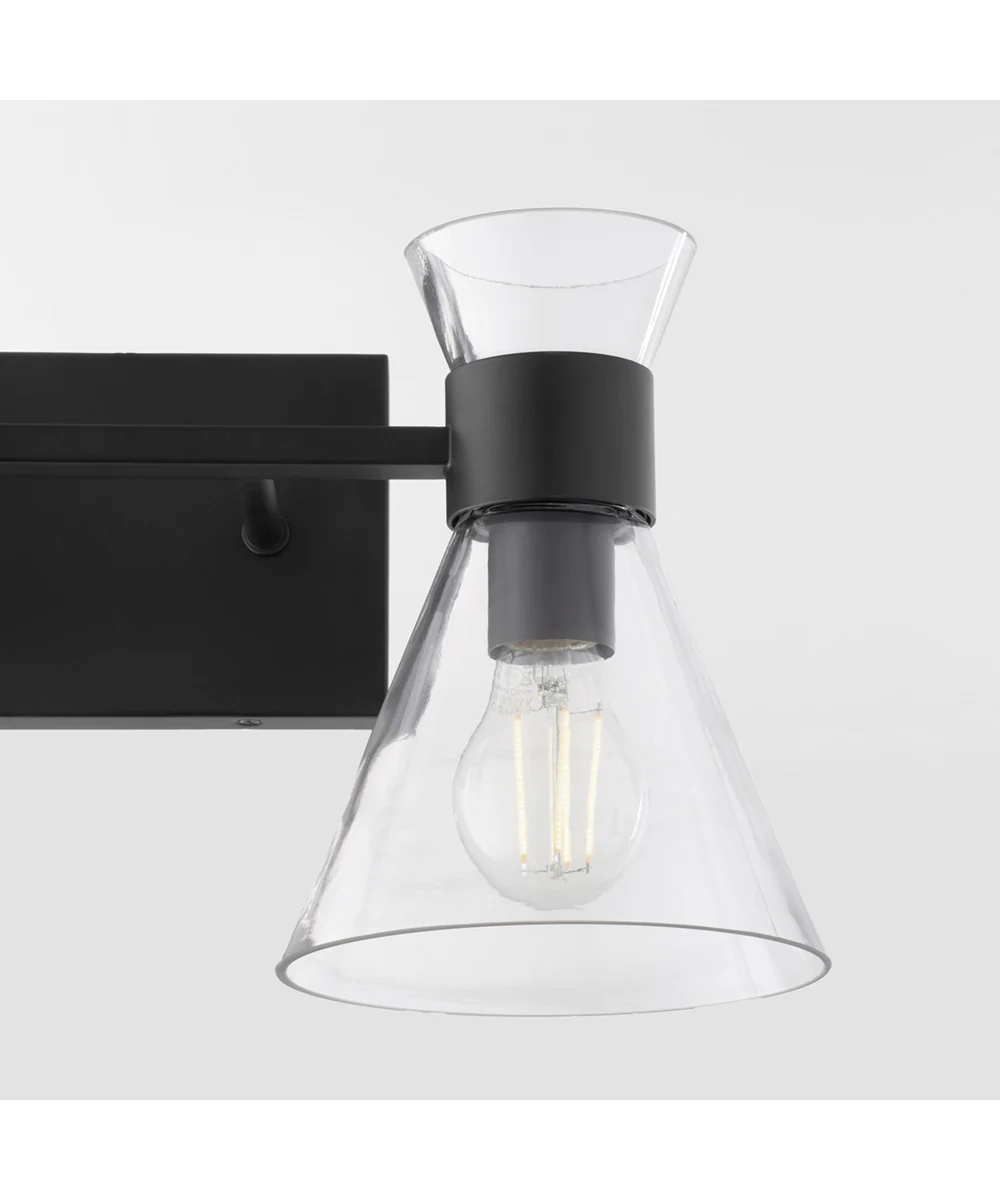 Beldar 2-light Bath Vanity Light Matte Black w/ Clear Glass - Image 4