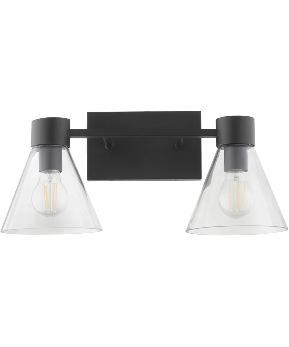 Beldar 2-light Bath Vanity Light Matte Black w/ Clear Glass - Image 5