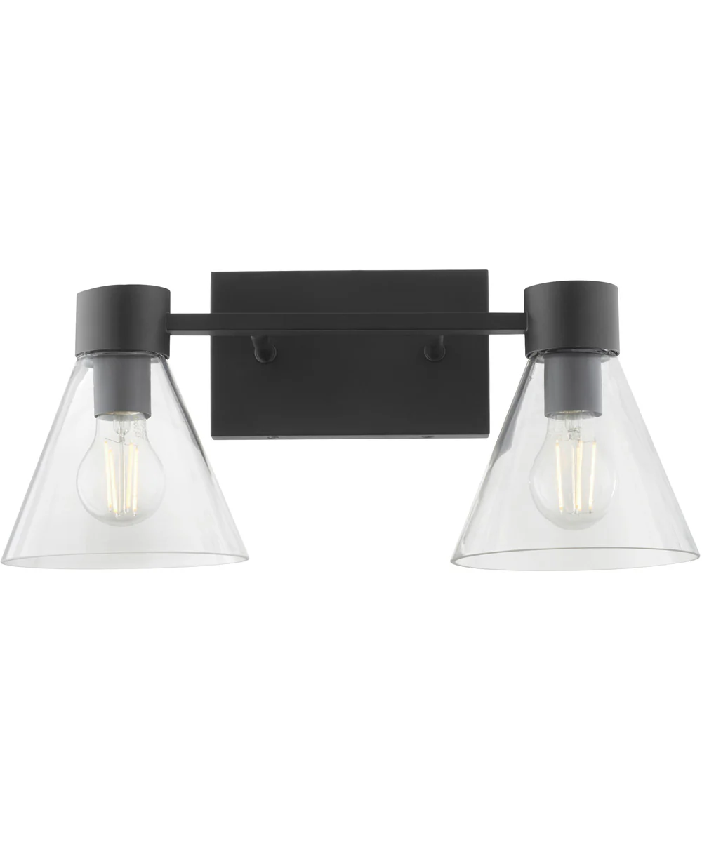 Beldar 2-light Bath Vanity Light Matte Black w/ Clear Glass - Image 6