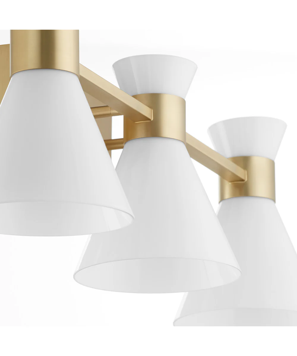 Beldar 3-light Bath Vanity Light Aged Brass w/ Gloss Opal - Image 4