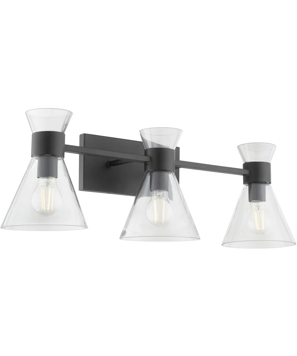 Beldar 3-light Bath Vanity Light Matte Black w/ Clear Glass - Image 2