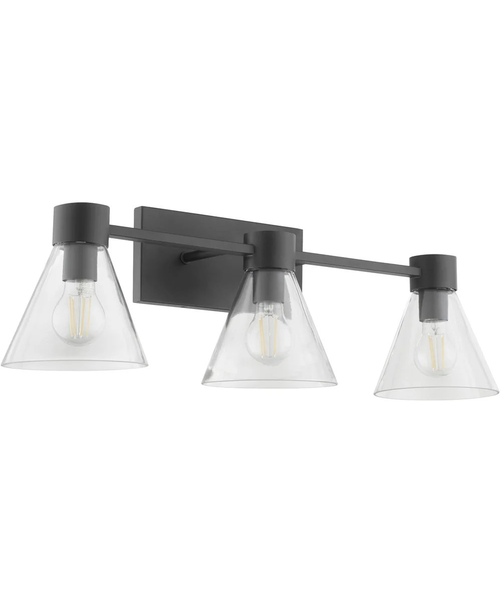 Beldar 3-light Bath Vanity Light Matte Black w/ Clear Glass - Image 5